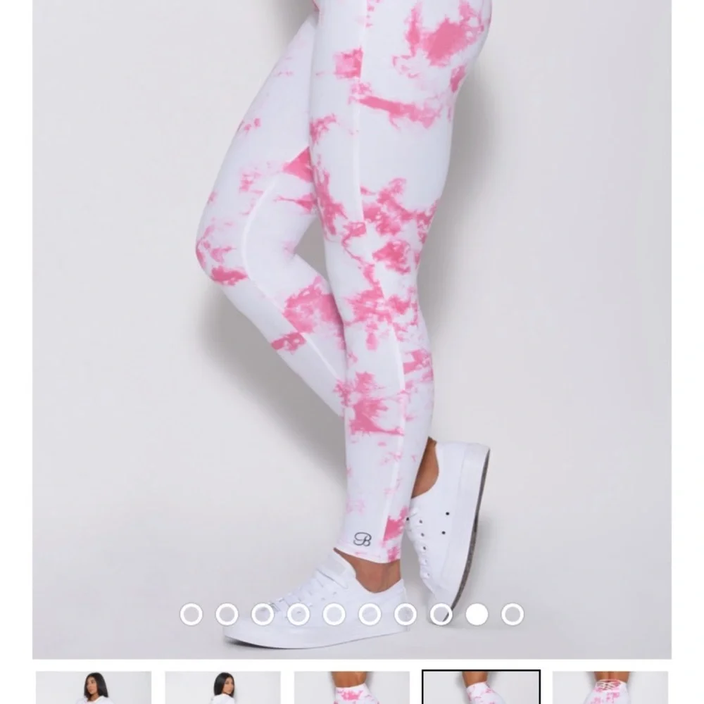 Bombshell Sportswear Pink/White Tie-Dye Sexy Back Leggings & Cross My Heart Bra - Picture 4 of 15